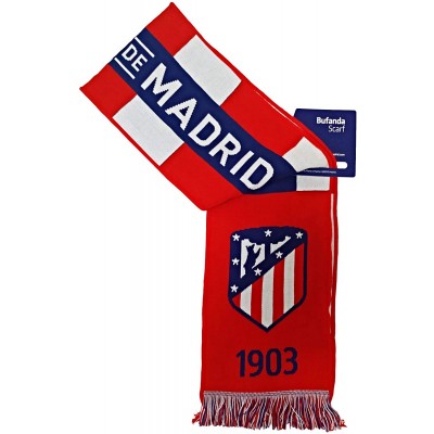 Bufanda Oficial  Atlético De Madrid Con Franjas de Color Rojo y Blanco.