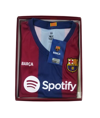 Conjunto Personalizable Primera Equipación Infantil del FC Barcelona Producto Oficial Licenciado Temporada 2023/24