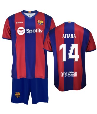 Conjunto Personalizable Primera Equipación Infantil del FC Barcelona Producto Oficial Licenciado Temporada 2023/24