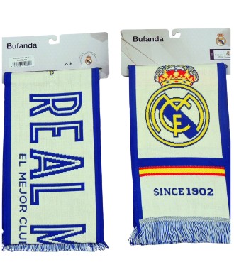 Real Madrid Bufanda Oficial Color Blanco El Mejor Club Del Mundo