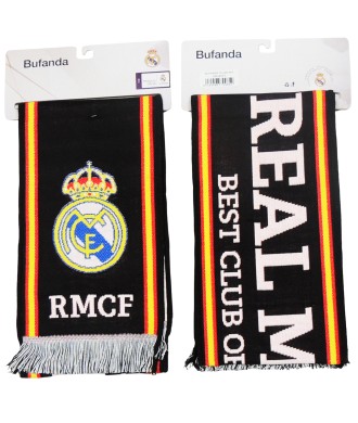 Real Madrid Bufanda Oficial Negro  Bordes Bandera España