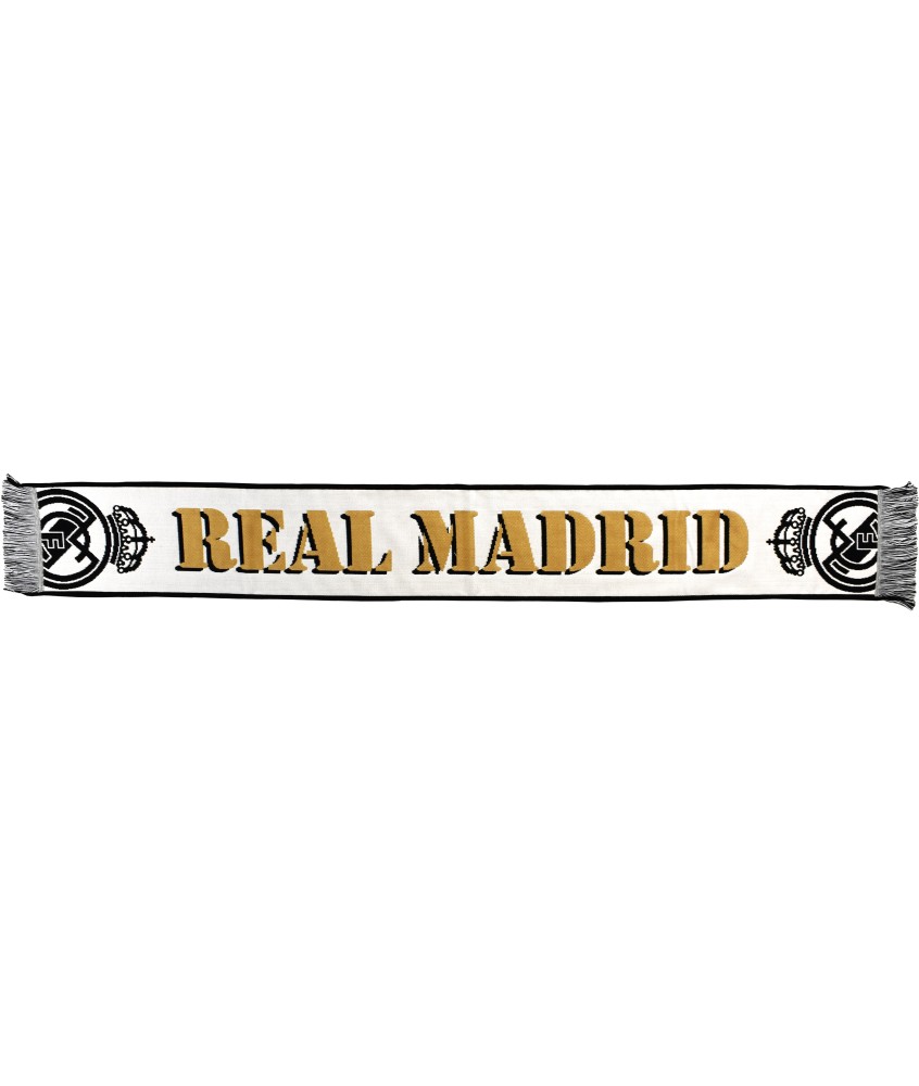 Real Madrid Bufanda Oficial  Color Blanco-Negro Dorado