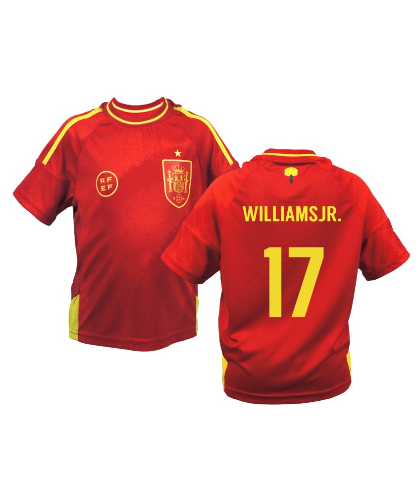 Camiseta de Fútbol Infantil  España ,Lamine Yamal, Morata, Williams. Réplica Oficial Eurocopa 2024