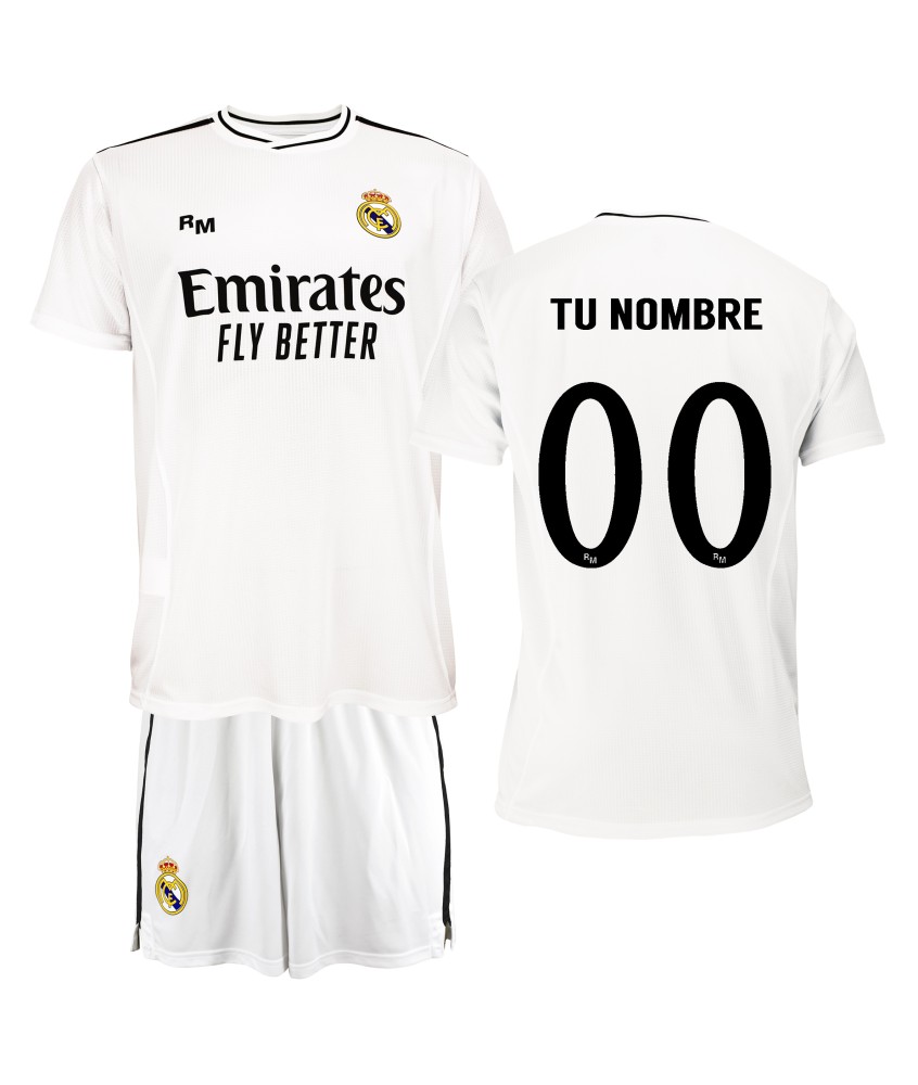 Conjunto  Personalizable Primera Equipación Para Niño del Real Madrid  Producto Oficial Licenciado Temporada 2024/25