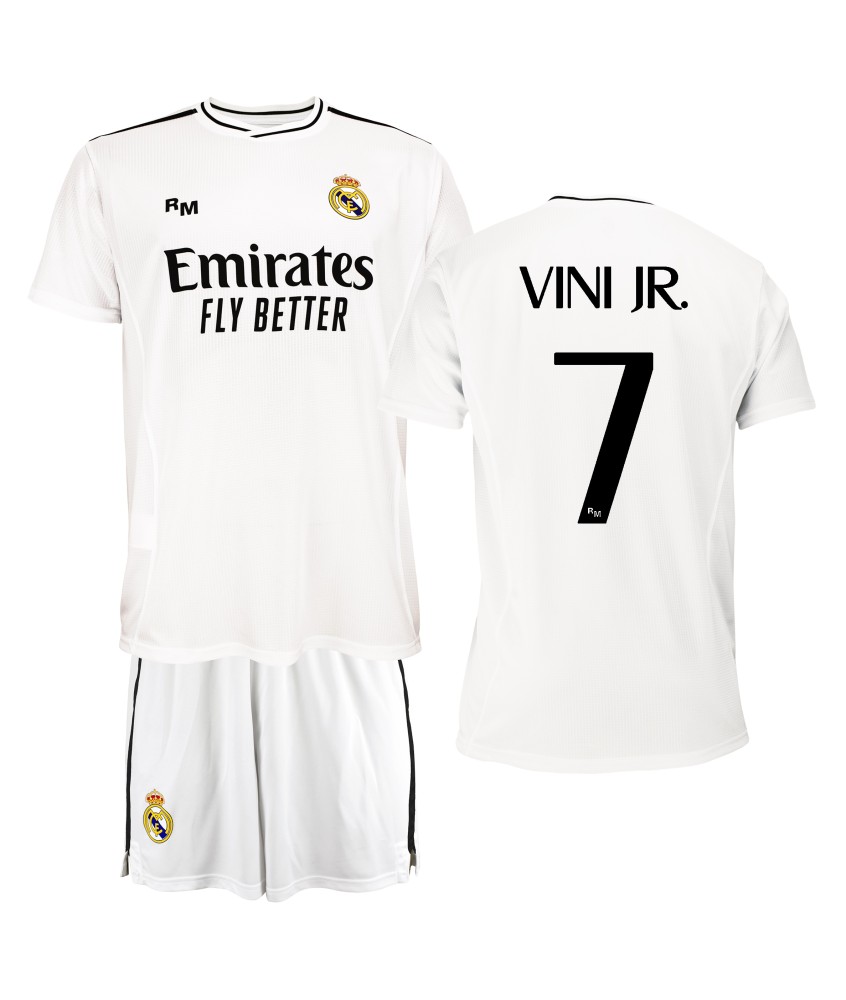 Conjunto  Vini JR. Primera Equipación Para Niño del Real Madrid  Producto Oficial Licenciado Temporada 2024/25