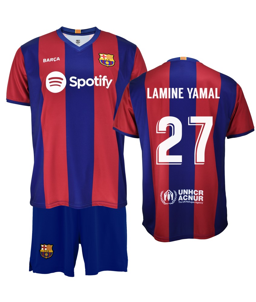 Conjunto Lamine Yamal Primera Equipación Infantil del FC Barcelona, Producto Oficial Licenciado Temporada 2023/24