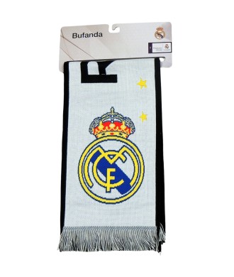 Real Madrid CF Bufanda Oficial Color Blanco Estrellas Amarillas