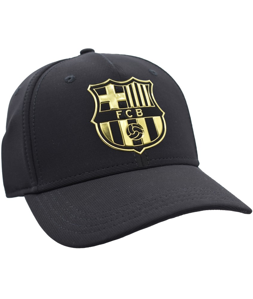 Gorra Fútbol FC Barcelona Oficial Negra con Escudo Gold