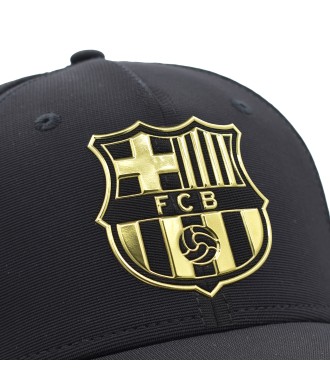 Gorra Fútbol FC Barcelona Oficial Negra con Escudo Gold