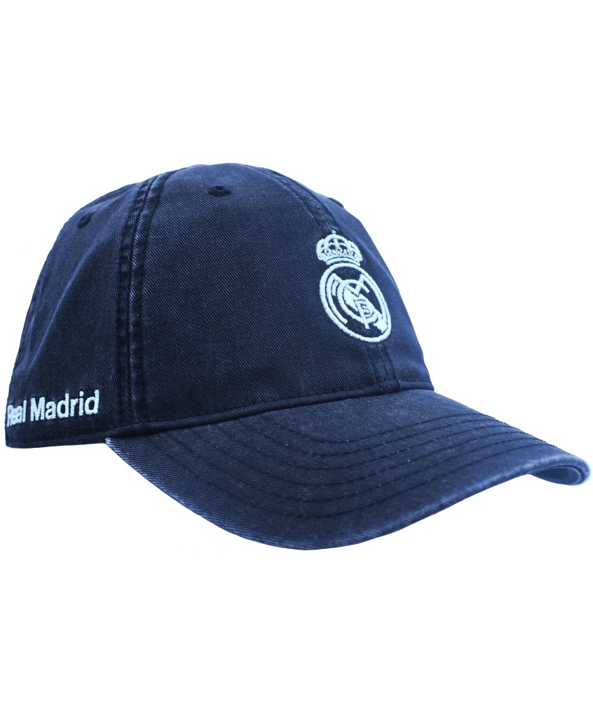 Gorra Fútbol Real Madrid Vaquero Escudo Bordado Color Blanco