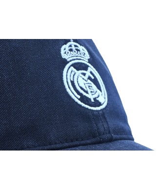 Gorra Fútbol Real Madrid Vaquero Escudo Bordado Color Blanco