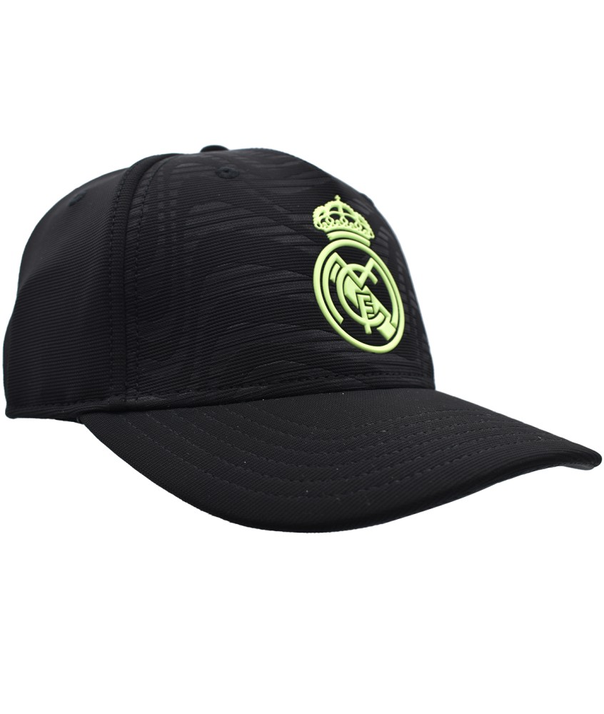 Gorra Fútbol Real Madrid Negra Escudo Bordado Color Fluorescente