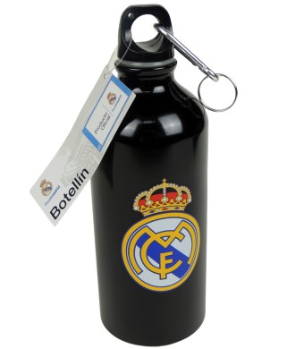 Botellín del Real Madrid CF Negro Escudo y Por Siempre. Líquidos de 0,40L