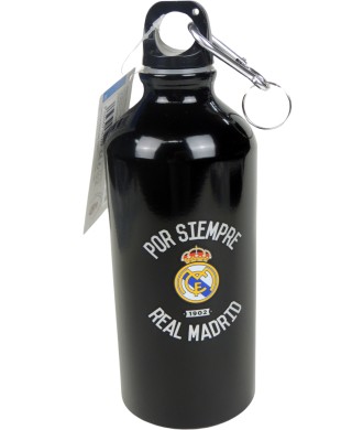 Botellín del Real Madrid CF Negro Escudo y Por Siempre. Líquidos de 0,40L