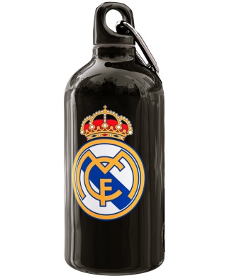 Botellín del Real Madrid CF Negro Escudo y Por Siempre. Líquidos de 0,40L