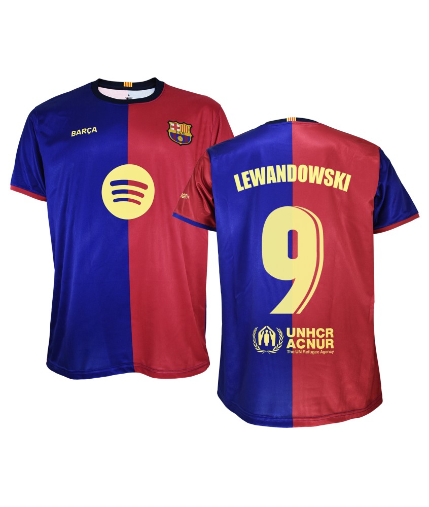 Camiseta Adulto Lewandowski 1º Equipación FC Barcelona 24/25. Réplica Oficial.