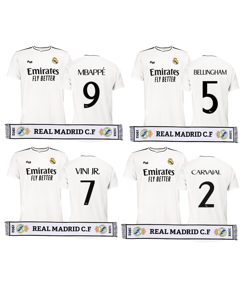 Pack Camiseta Adulto y Bufanda Real Madrid 1ª Equipación 24/25