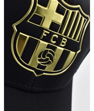 Gorra Fútbol FC Barcelona Oficial Negra con Escudo Gold