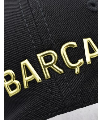 Gorra Fútbol FC Barcelona Oficial Negra con Escudo Gold